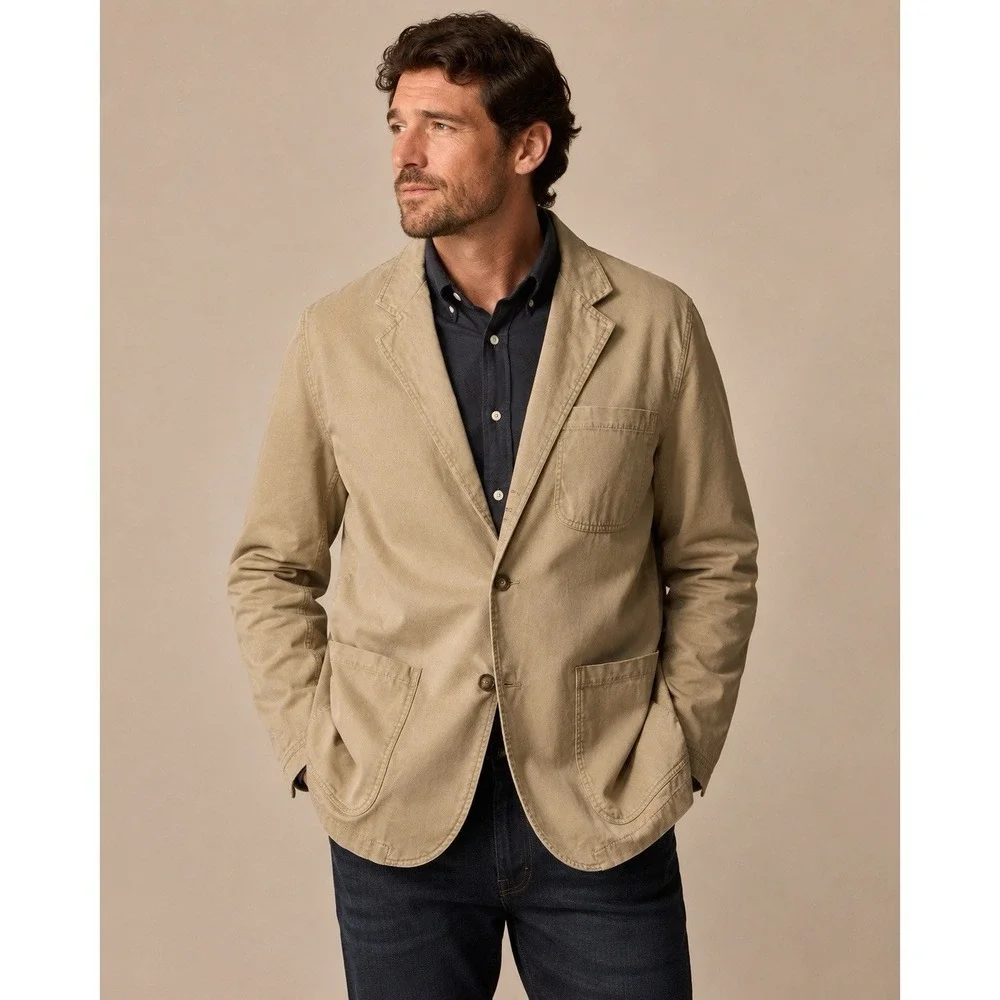 Duluth Trading Fire Hose Presentation Sport Coat Khaki Utility Blazer‎ XL Tall
